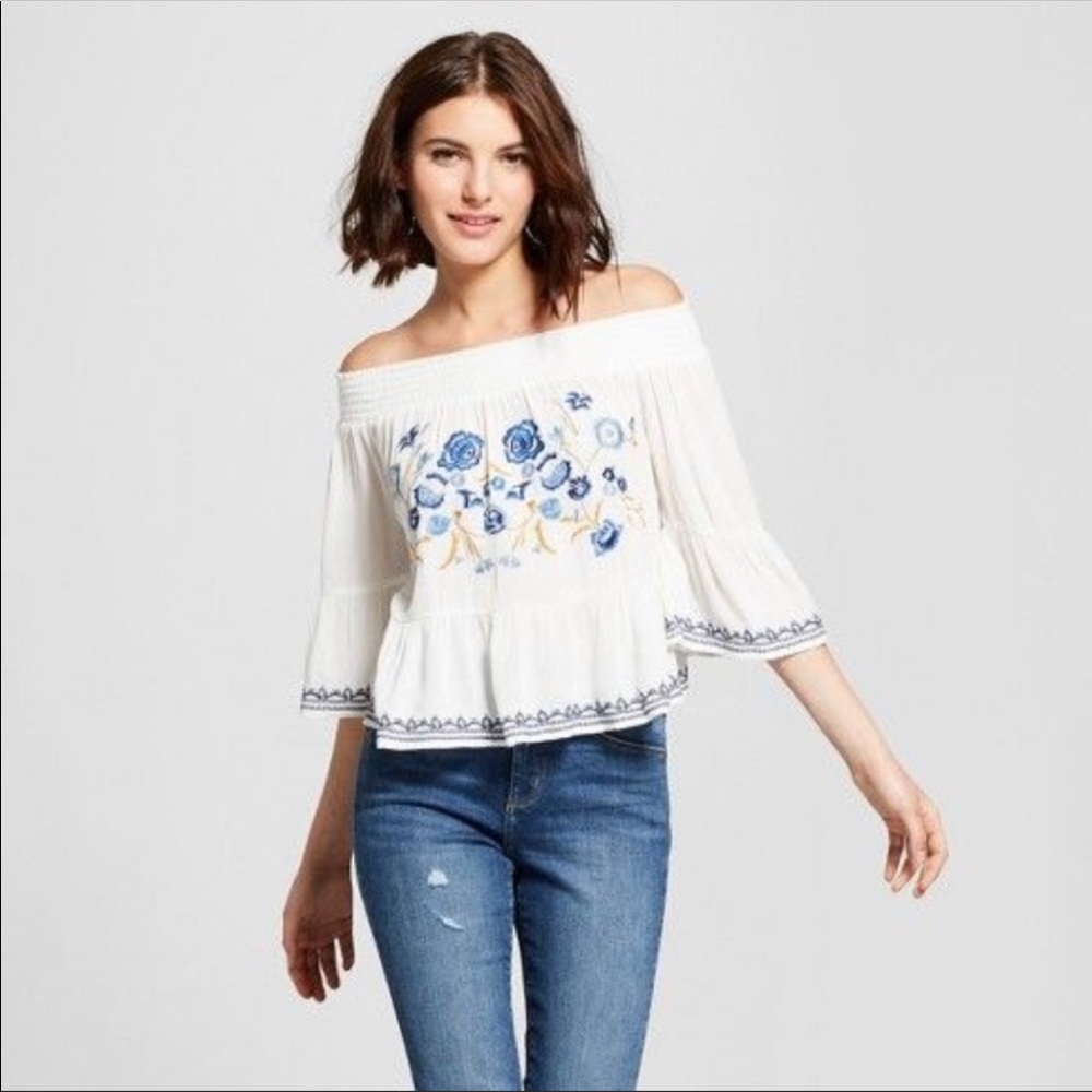 Xhilaration Off the Shoulder Flowy Floral Top XS